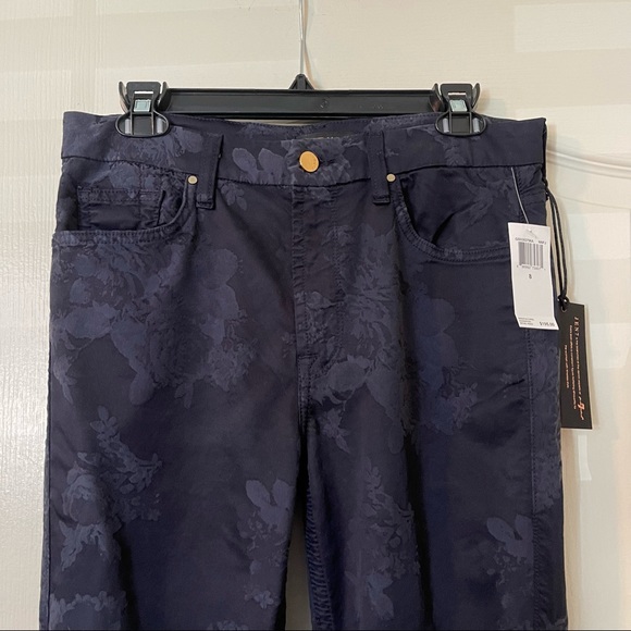 NWT JEN7 by 7 for All Mankind Dark Navy Floral Brocade Skinny Jeans - Picture 4 of 13